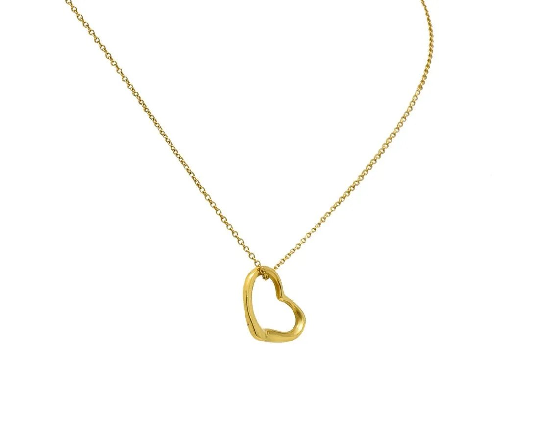 Tiffany & Co Elsa Peretti 18 Karat Gold Open Heart Necklace