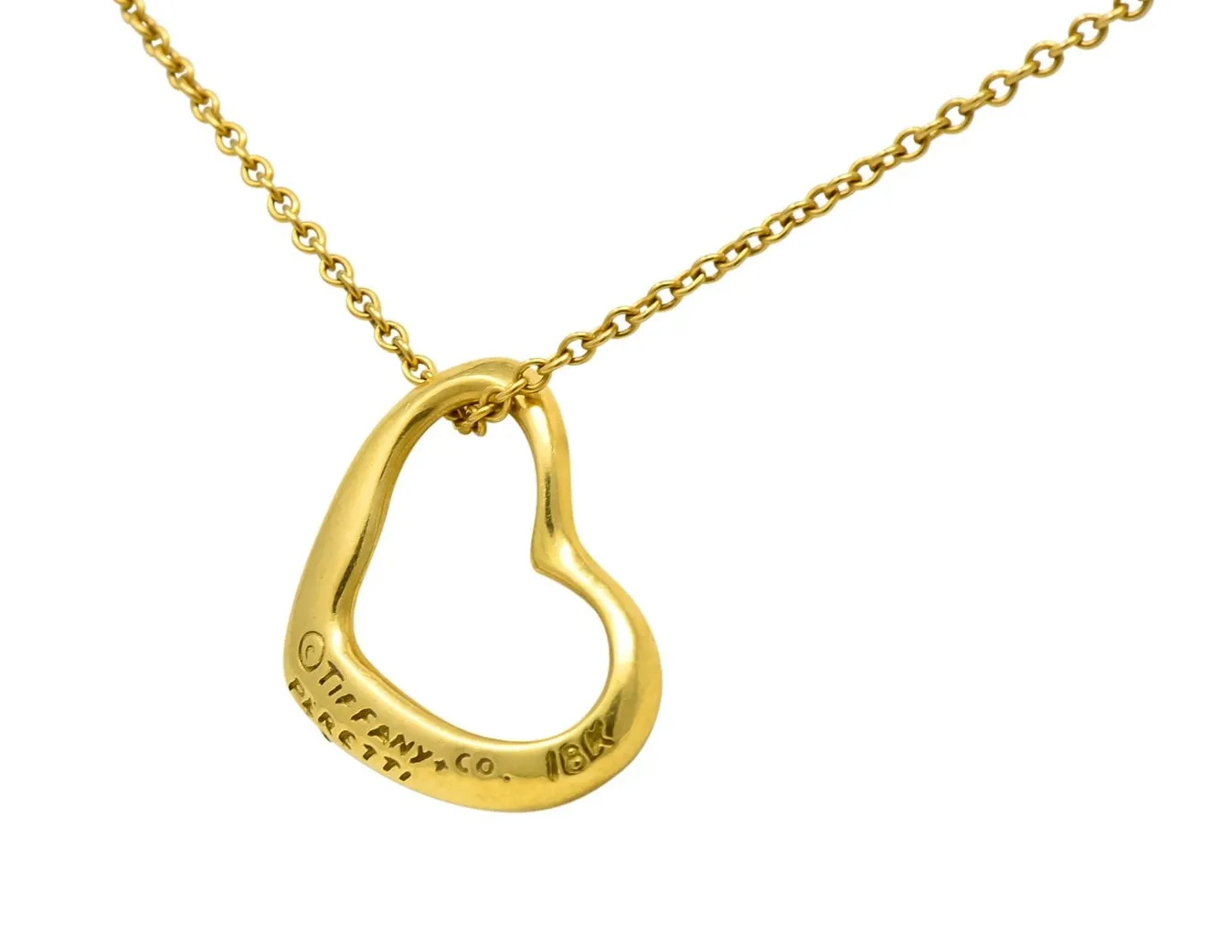 Tiffany & Co Elsa Peretti 18 Karat Gold Open Heart Necklace