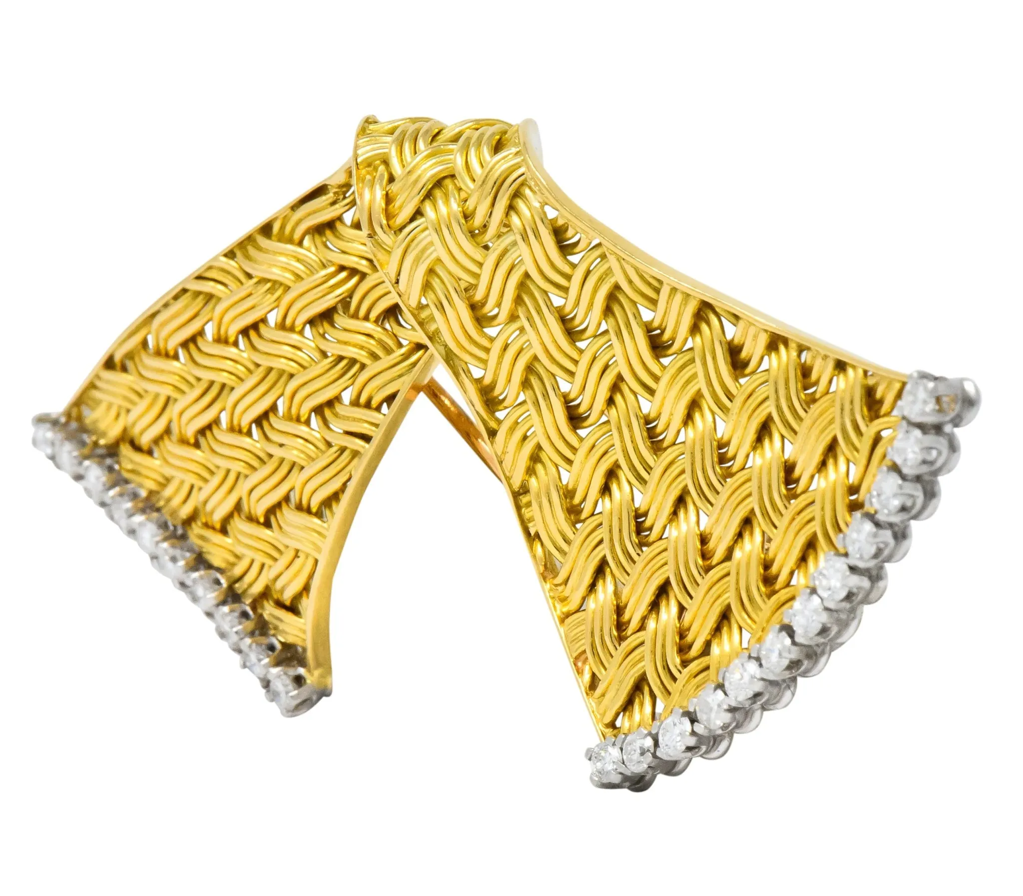 Tiffany & Co. France 0.90 CTW Diamond 18 Karat Gold Brooch