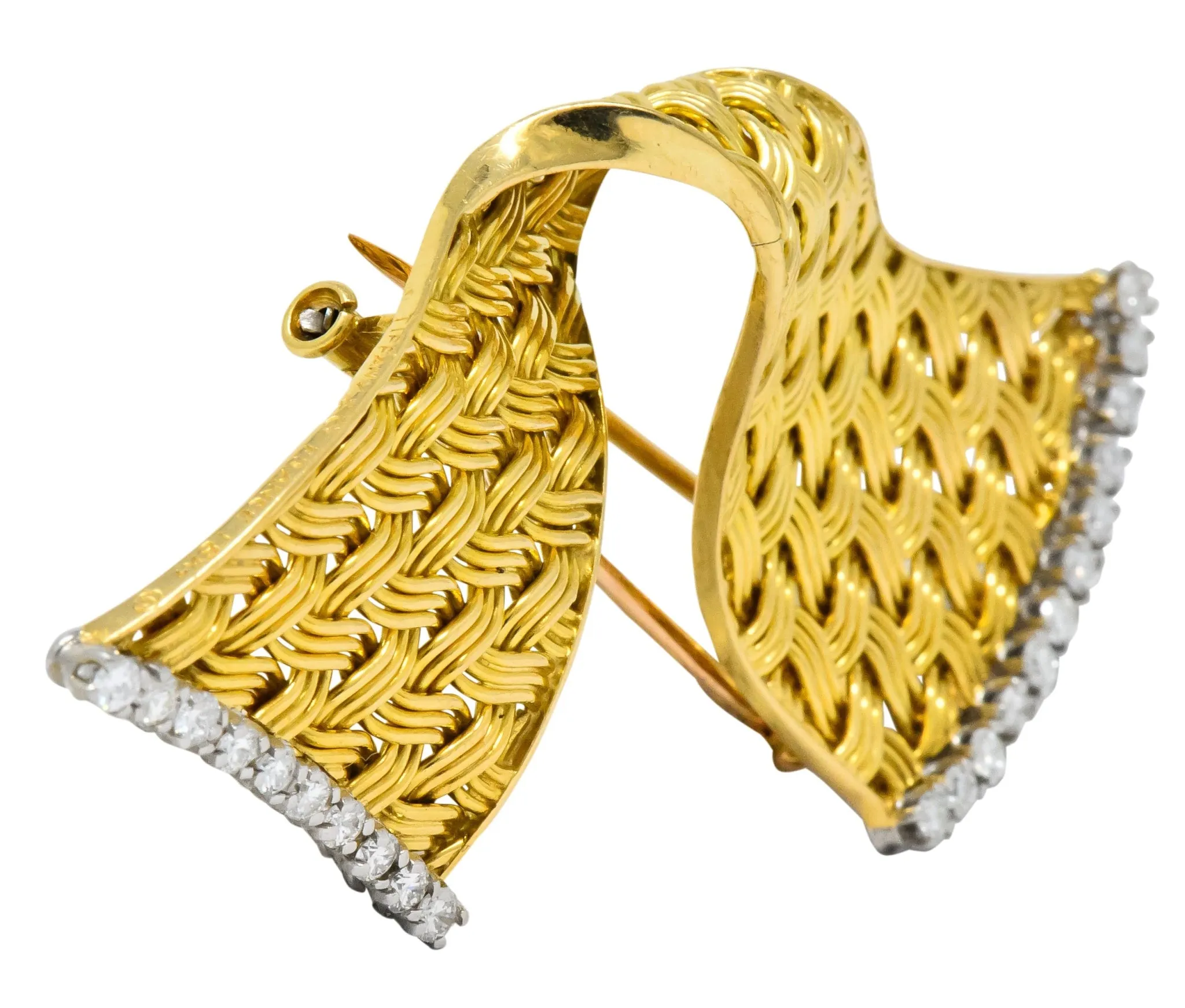 Tiffany & Co. France 0.90 CTW Diamond 18 Karat Gold Brooch