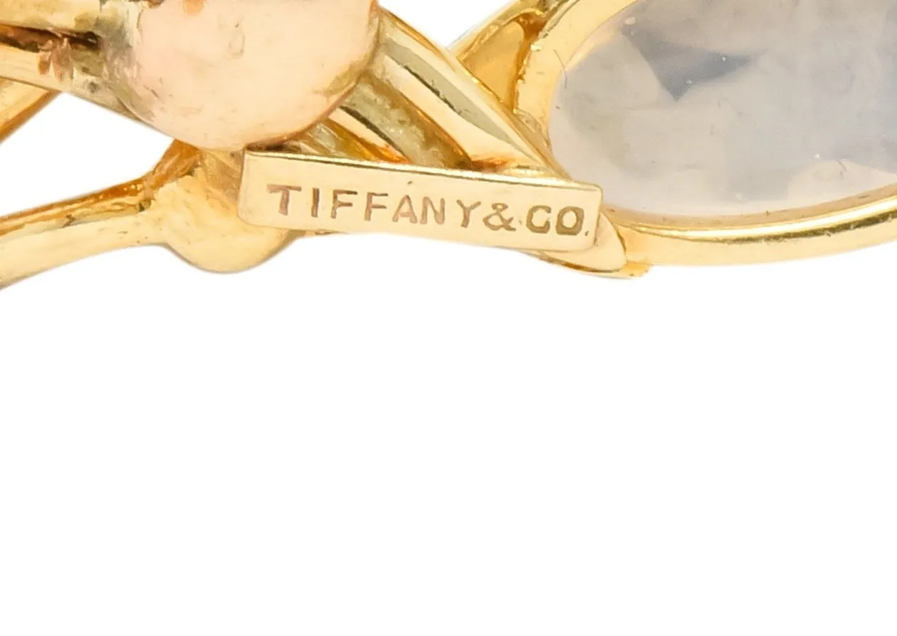 Tiffany & Co. Retro Moonstone 14 Karat Gold Cattail Ear-Clip Earrings