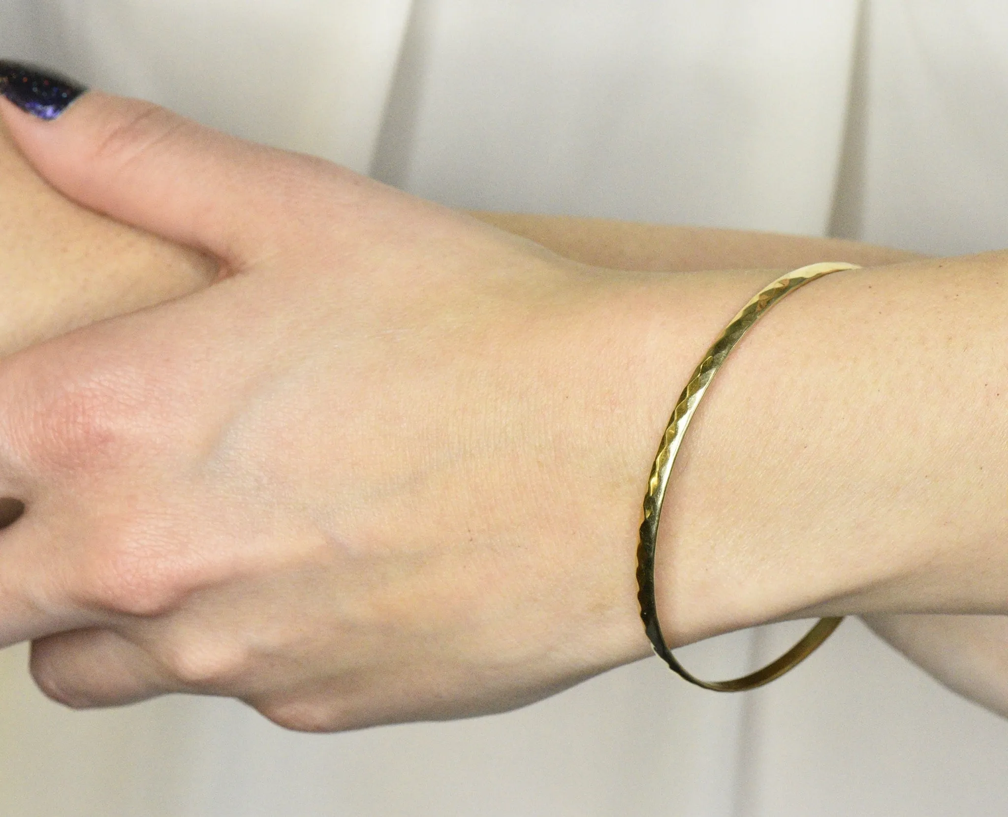 Tiffany & Co. Stackable 14 Karat Gold Faceted Bangle Bracelet