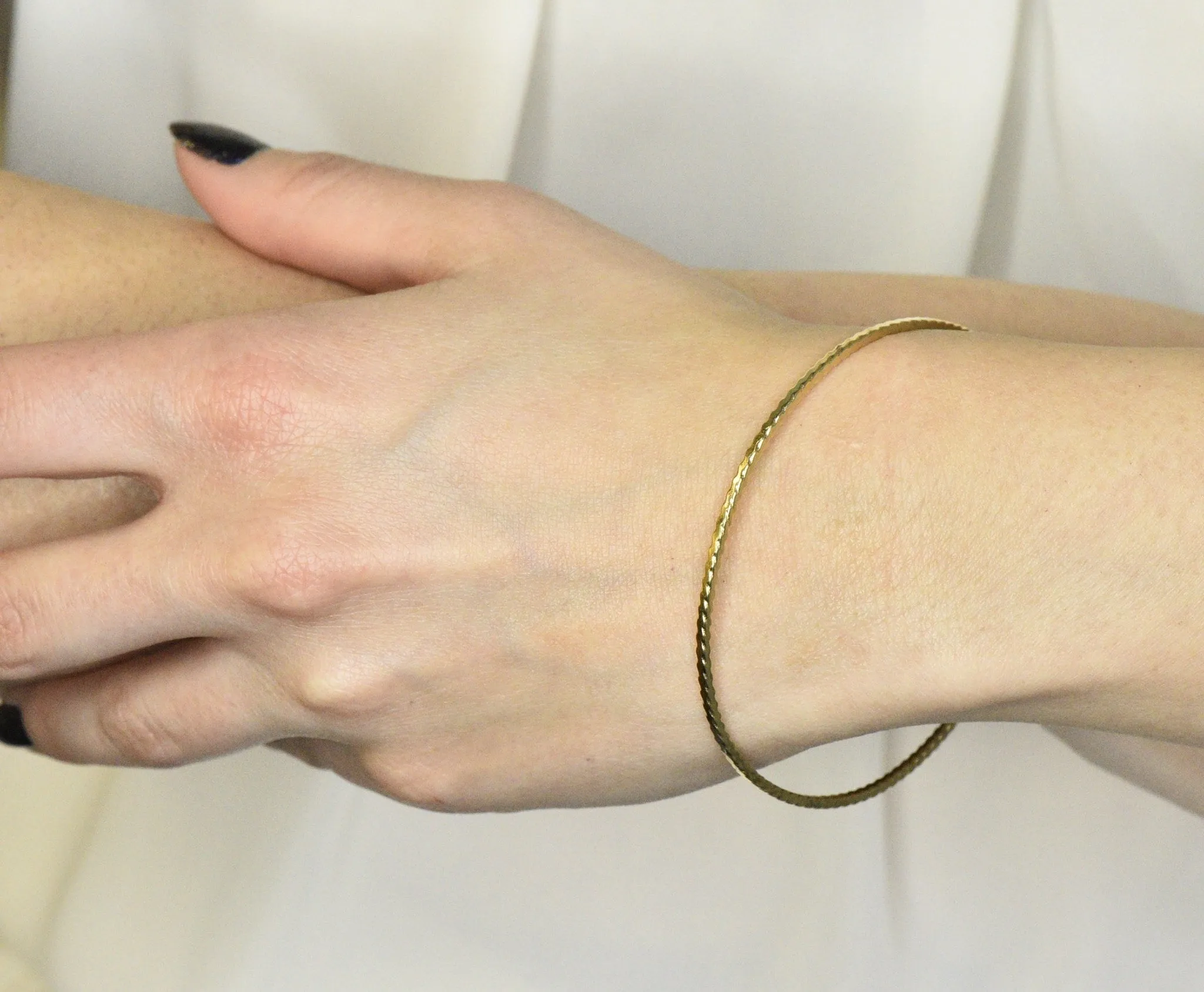 Tiffany & Co. Stackable 14 Karat Gold Ridged Bangle Bracelet