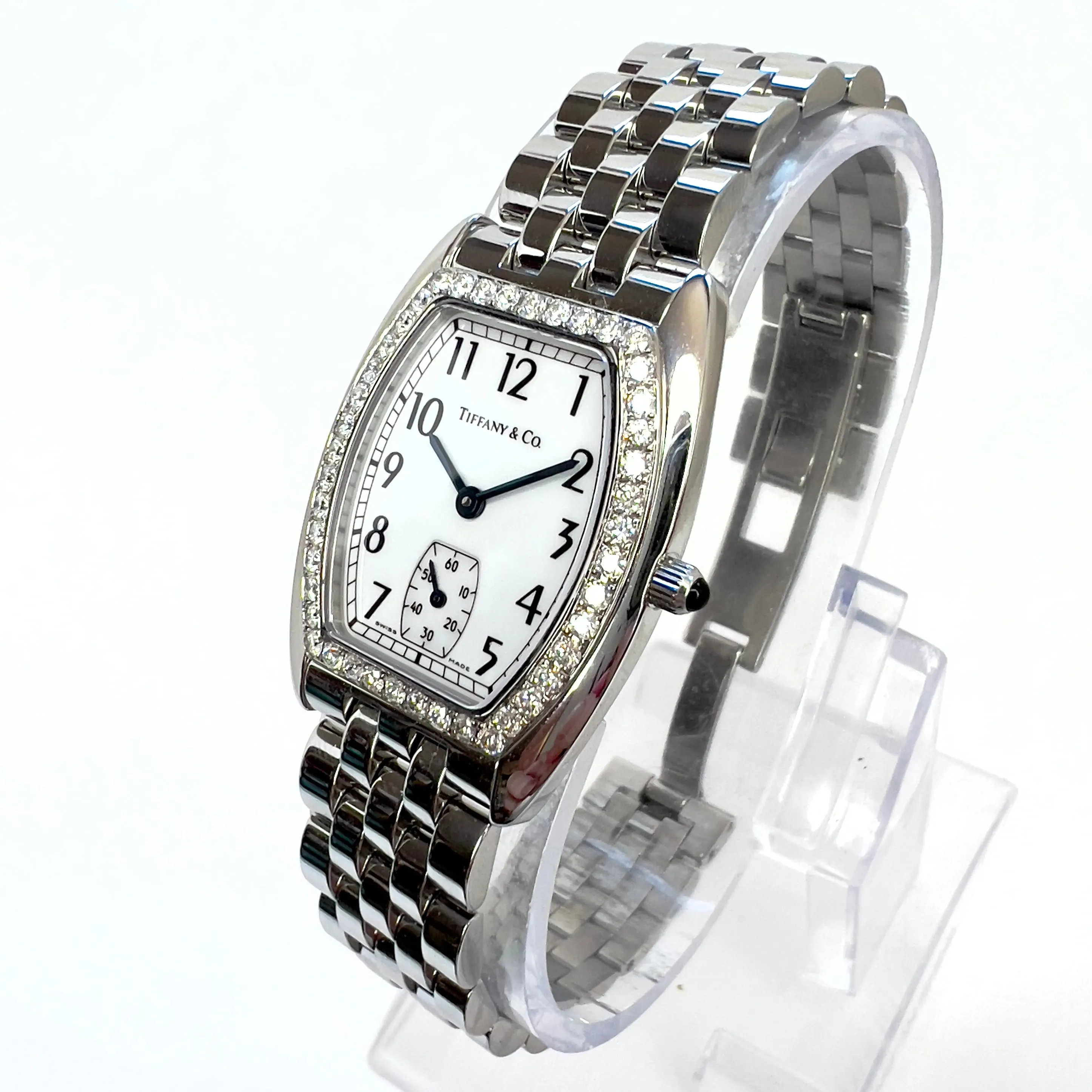 TIFFANY & Co. Tourneau Quartz 30mm Steel 0.90TCW DIAMOND Watch