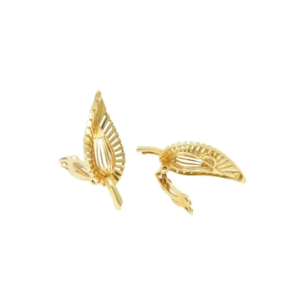 Tiffany & Co. Vintage 14K Yellow Gold Leaf Clip Earrings