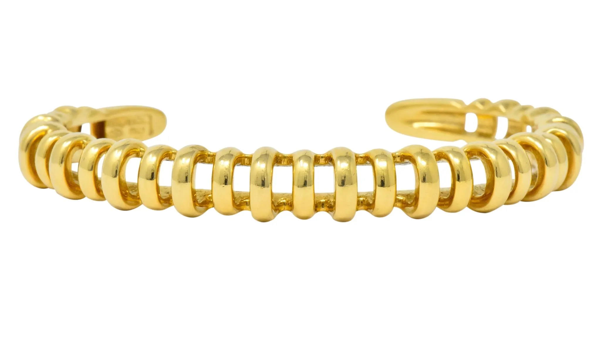 Tiffany & Co. Vintage 18 Karat Gold Ribbed Cuff Bracelet