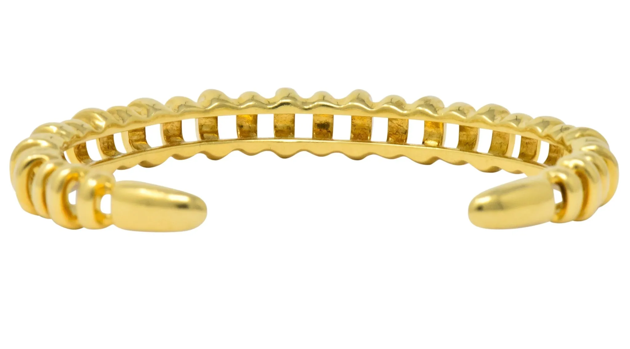 Tiffany & Co. Vintage 18 Karat Gold Ribbed Cuff Bracelet