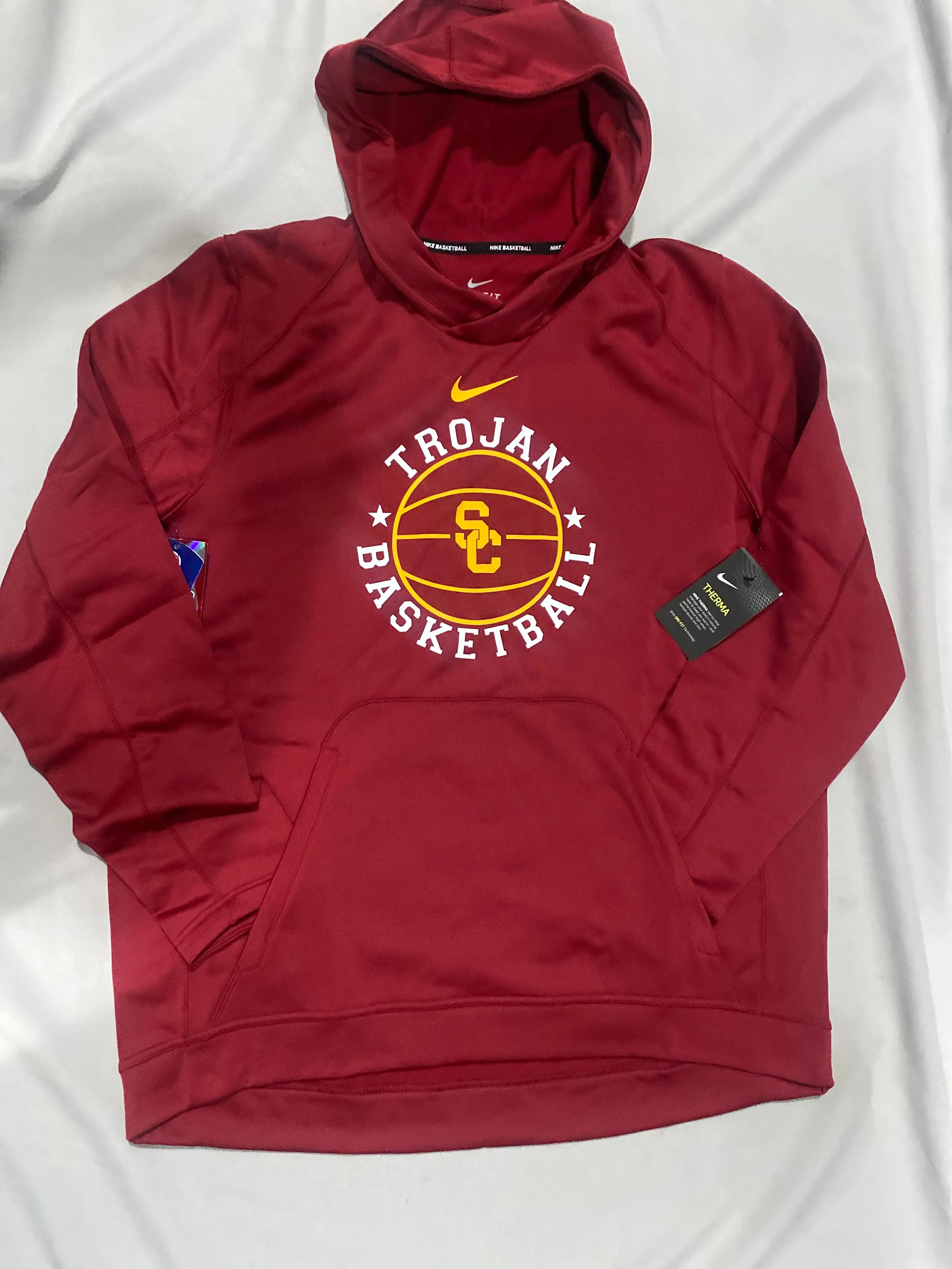 USC Basketball Trojans Nike Therma-Fit Cardinal Pocket Pullover Hoodie