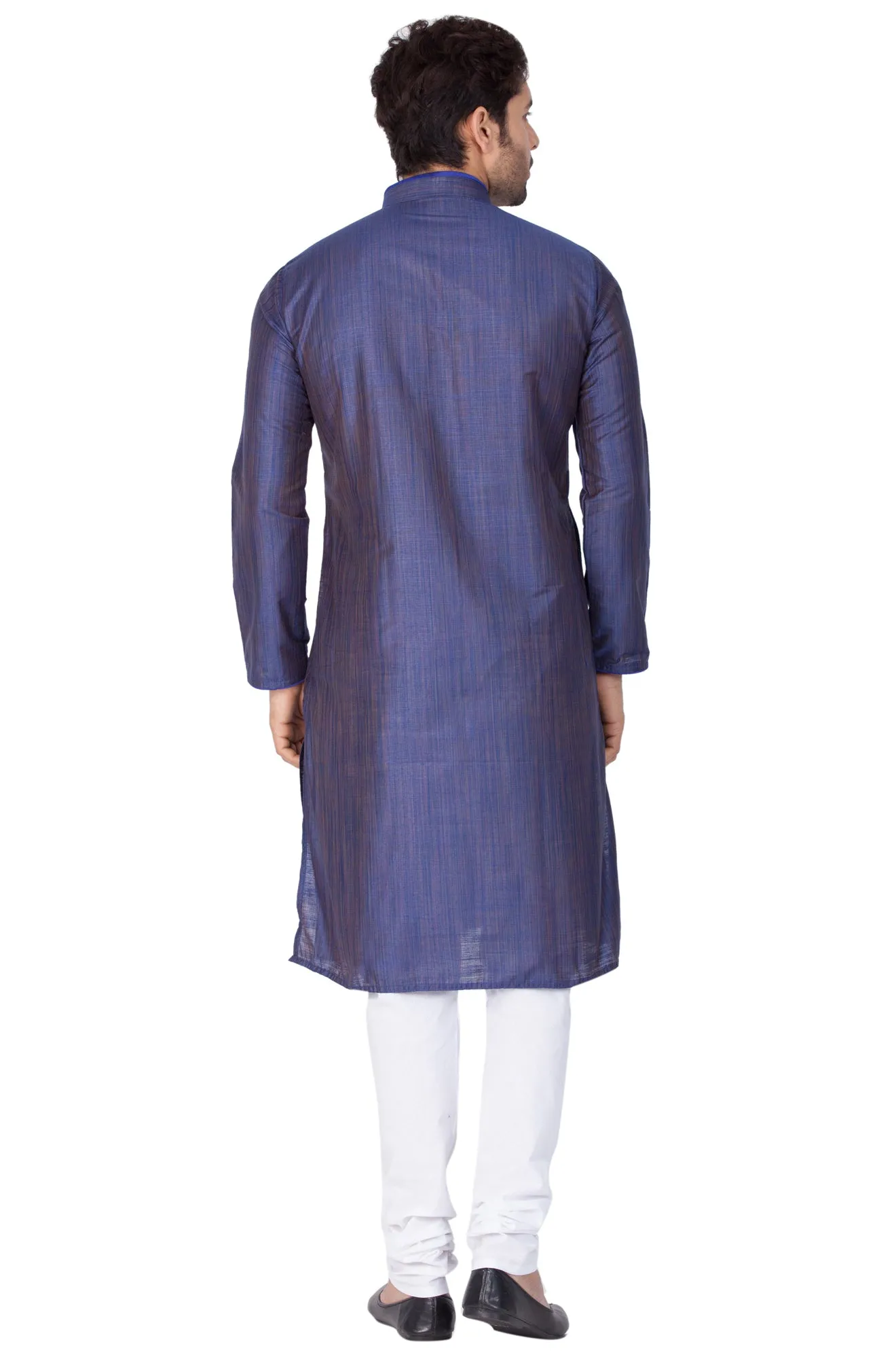 VASTRAMAY Men's Blue Cotton Silk Blend Kurta and Pyjama Set