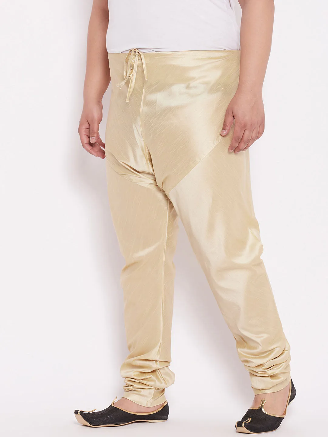 VASTRAMAY Men's Plus Size Gold Cotton Silk Blend Pyjama