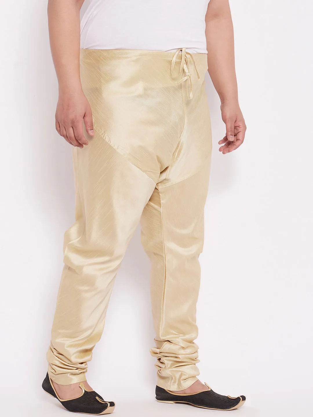 VASTRAMAY Men's Plus Size Gold Cotton Silk Blend Pyjama