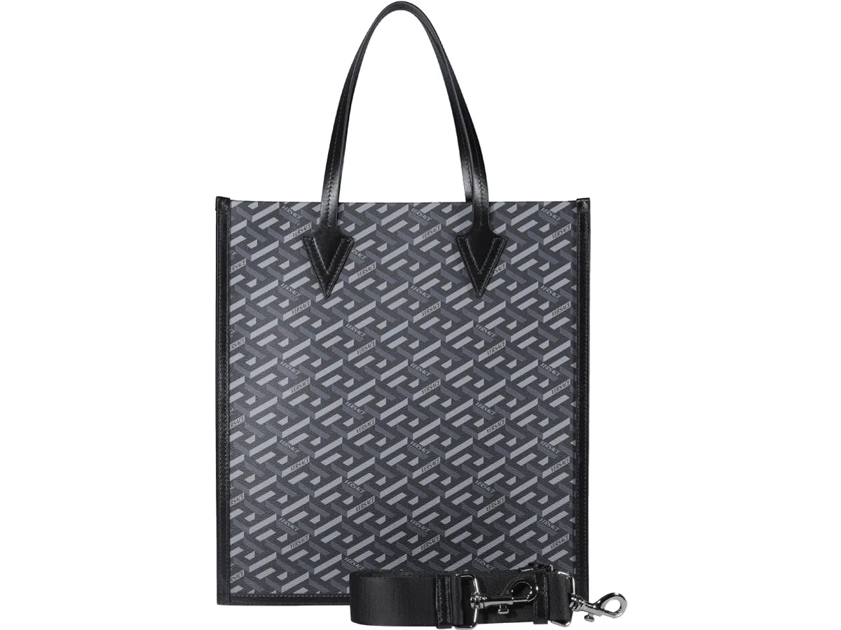 Versace Greca Signature Pattern Top Handle Tote Bag