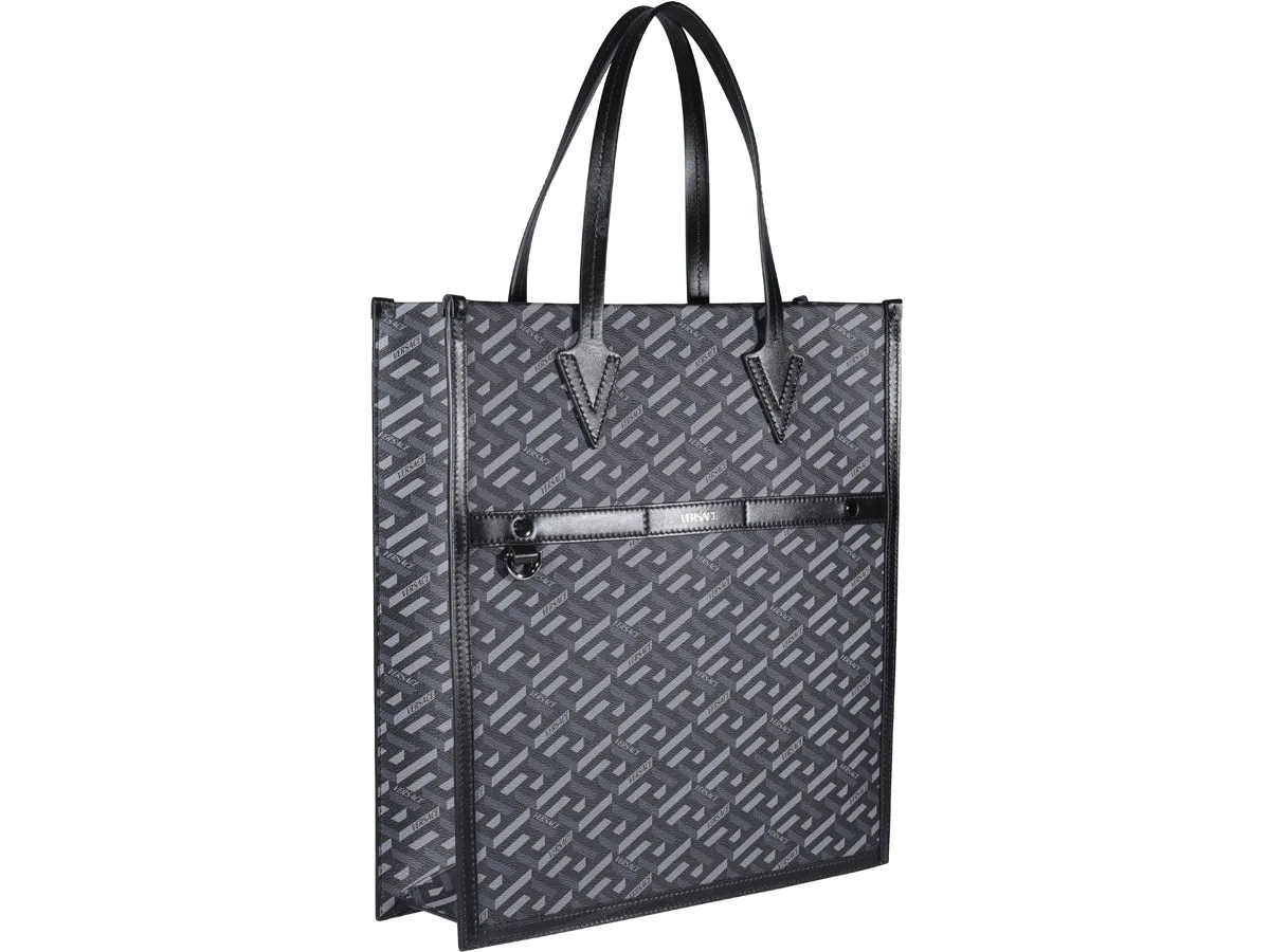 Versace Greca Signature Pattern Top Handle Tote Bag