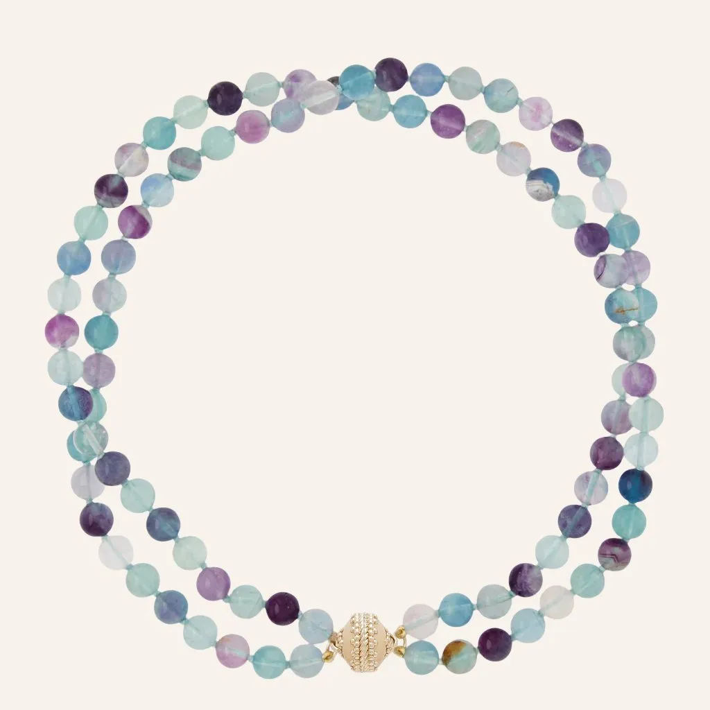 Victoire Multi-Colored Fluorite 8mm Double Strand Necklace