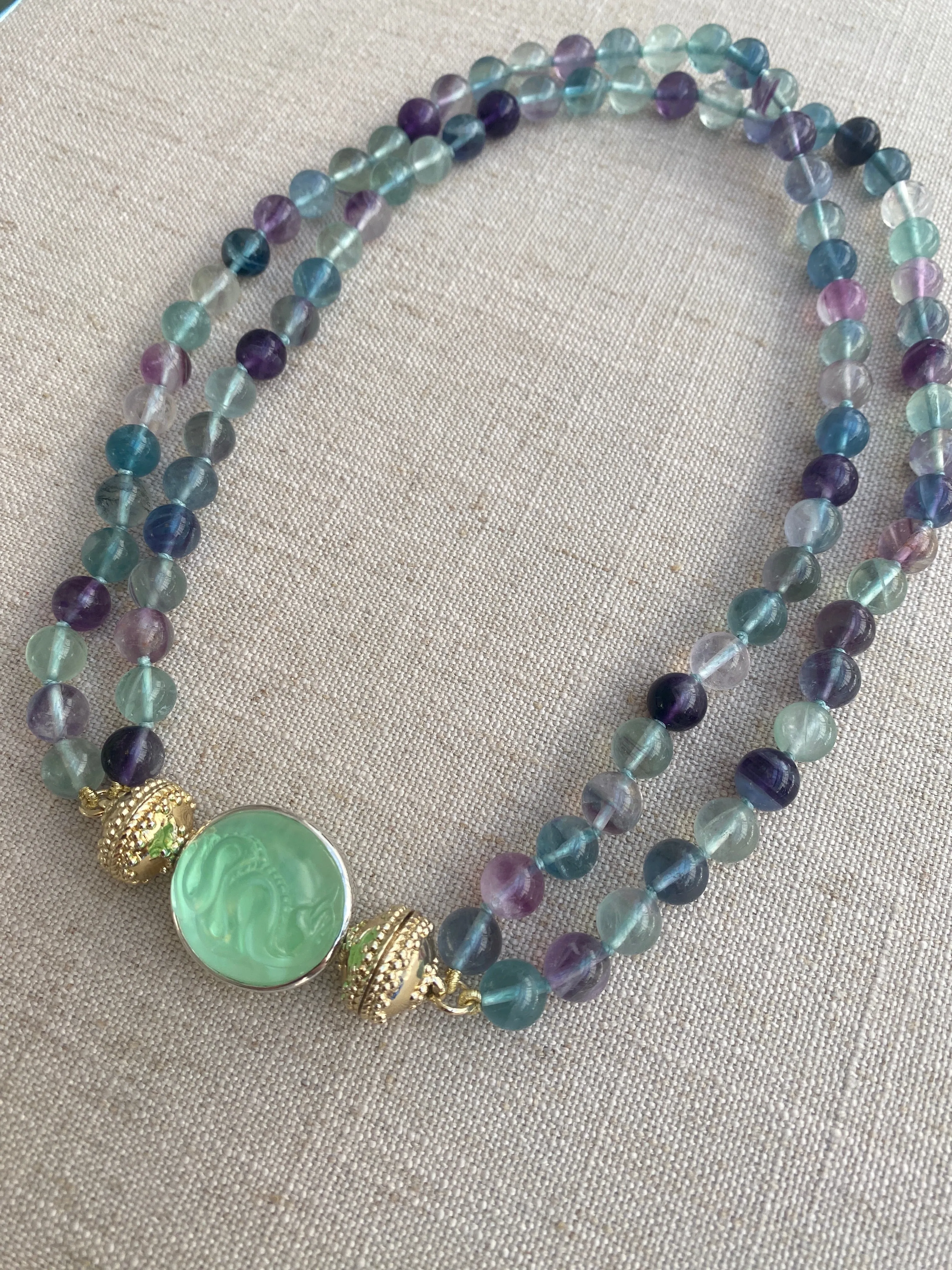 Victoire Multi-Colored Fluorite 8mm Double Strand Necklace