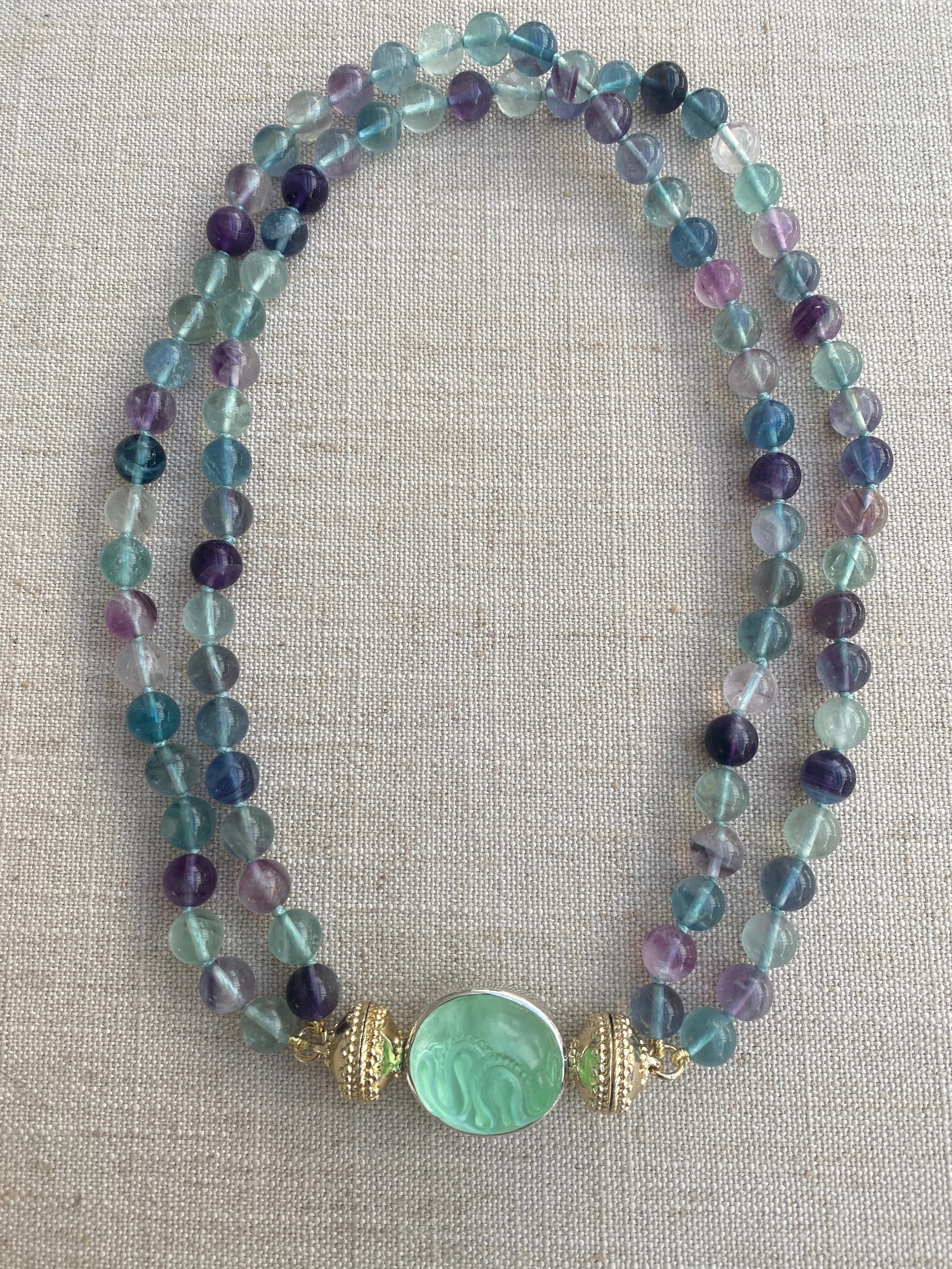 Victoire Multi-Colored Fluorite 8mm Double Strand Necklace