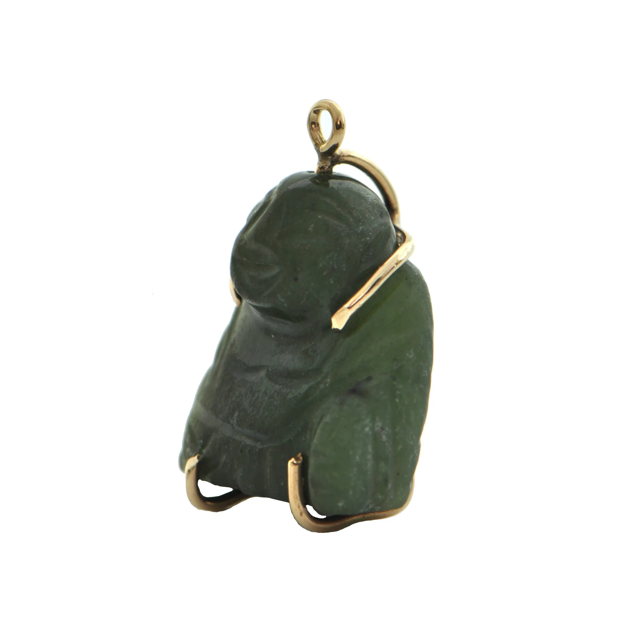 Vintage Carved Nephrite Jade Buddha Pendant