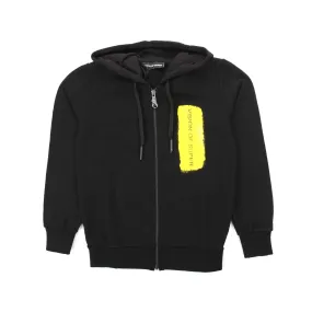 Vision Of Super Black Hoodie Sweatshirt With Yellow Logo And Zip