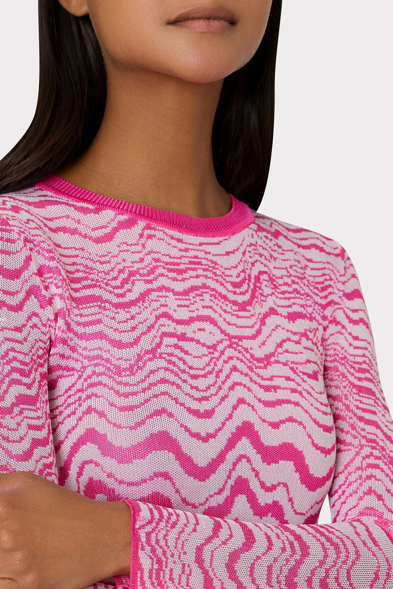 Wave Jacquard Crewneck Pullover