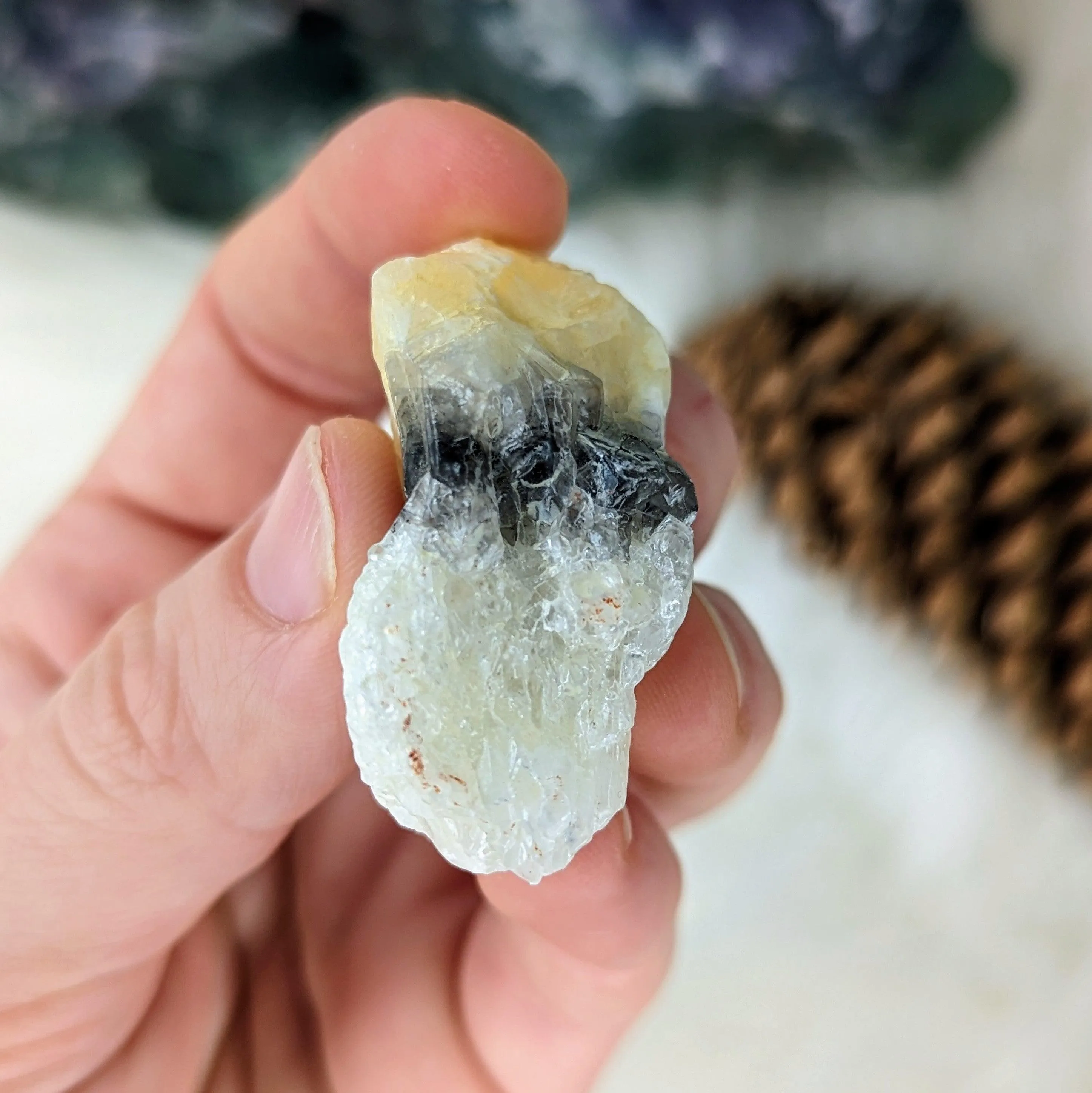 White, Honey and Black Calcite from Mexico ~ Small and Mighty Specimen