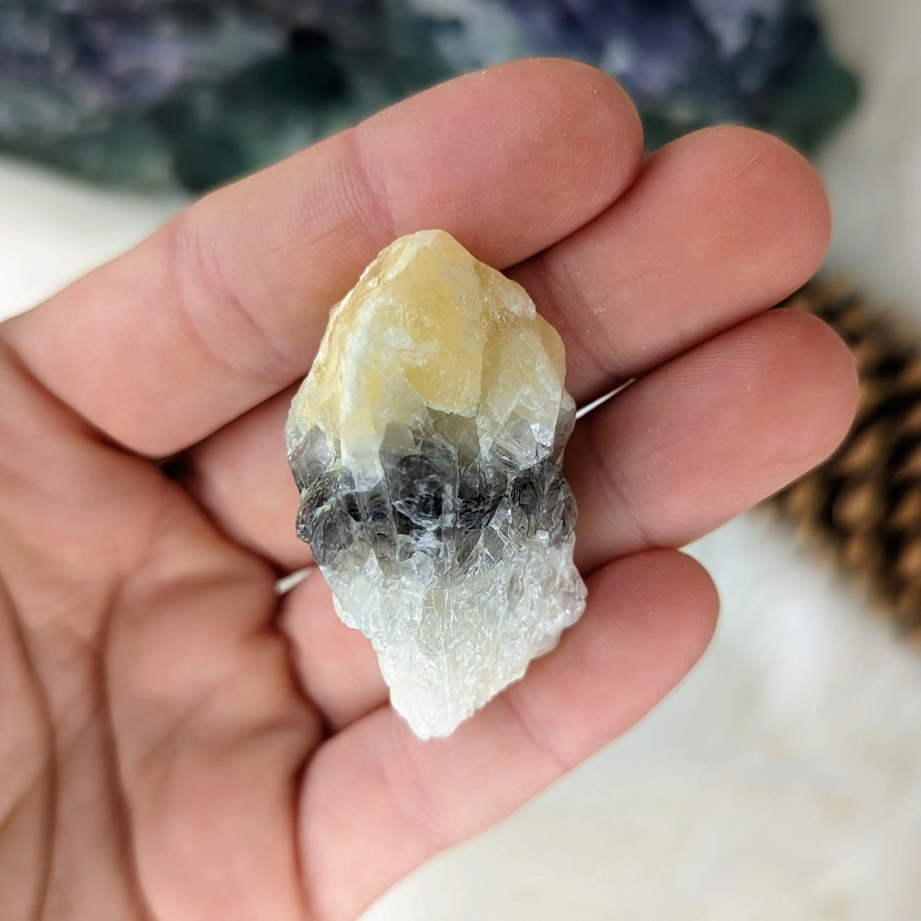 White, Honey and Black Calcite from Mexico ~ Small and Mighty Specimen