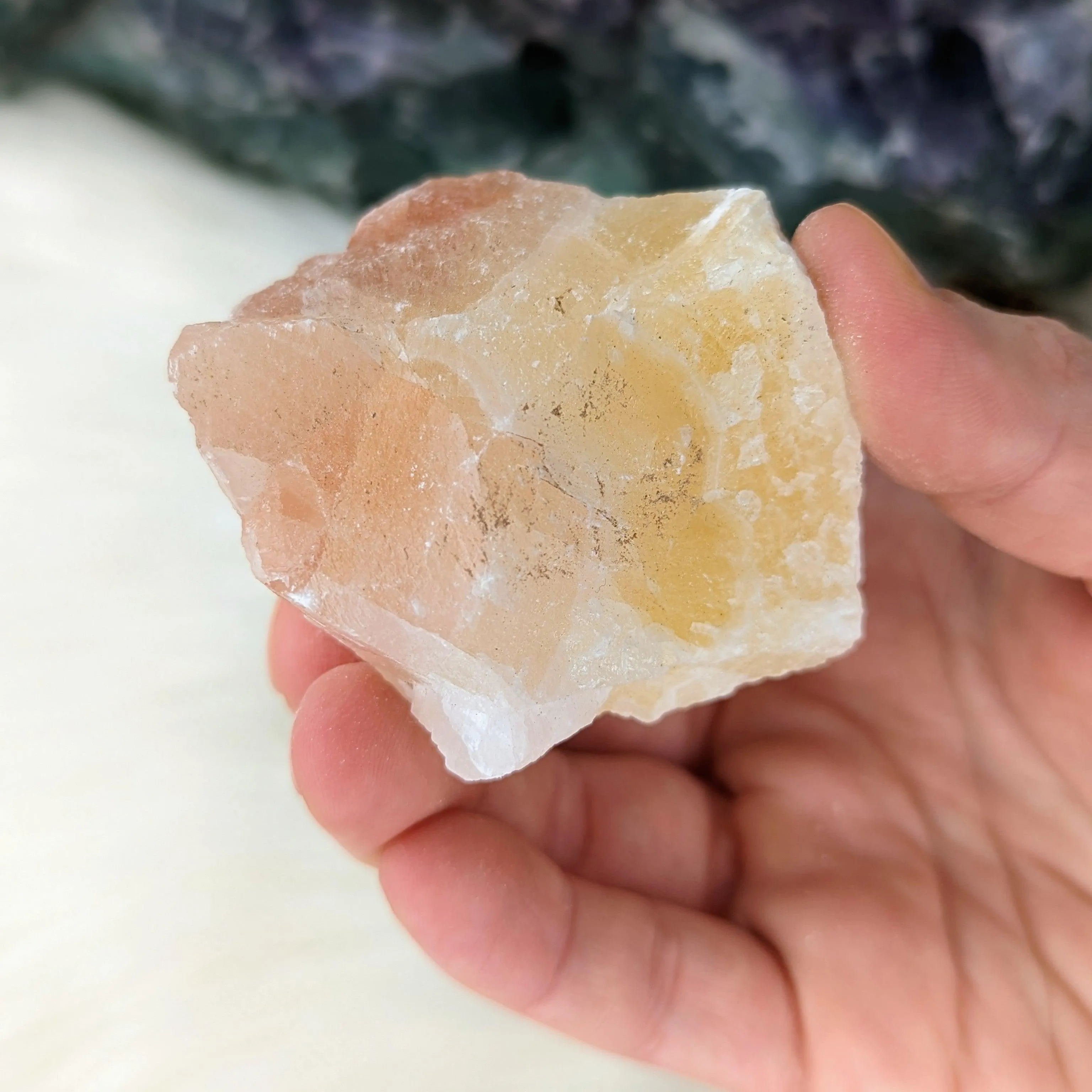 White, Orange and Red Calcite ~ Handheld Specimen from Mexico~ Energetic and Balancing