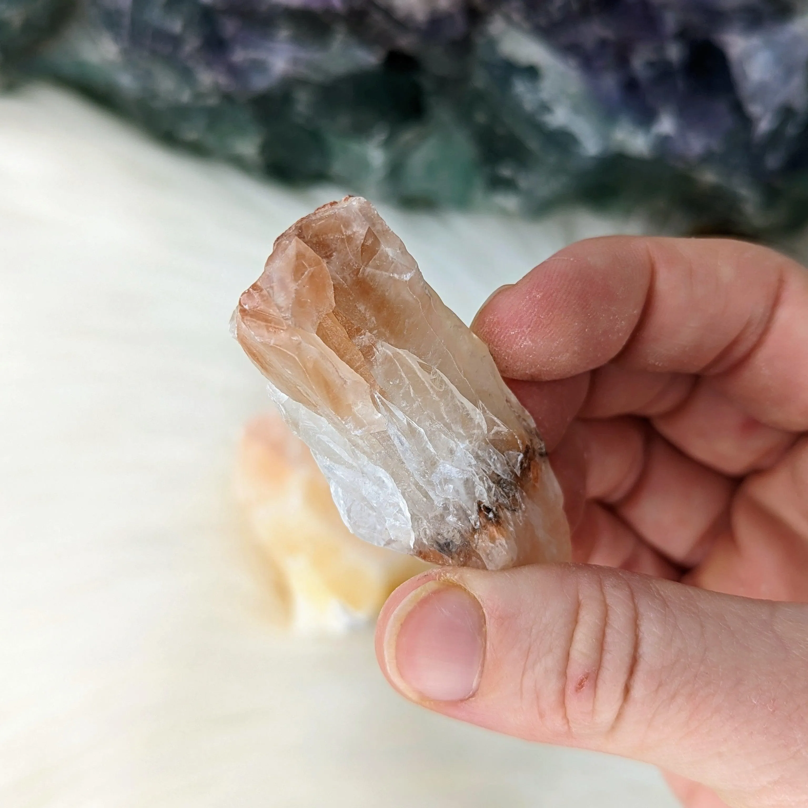 White, Orange and Red Calcite ~ Handheld Specimen from Mexico~ Energetic and Balancing