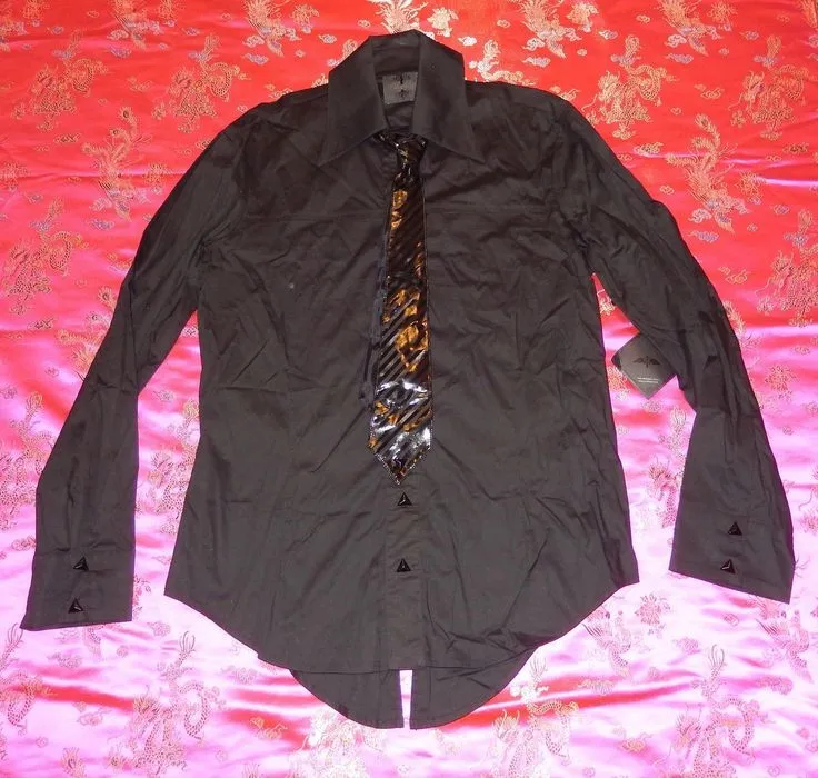 Women's Black Shirt with Vinyl Tie