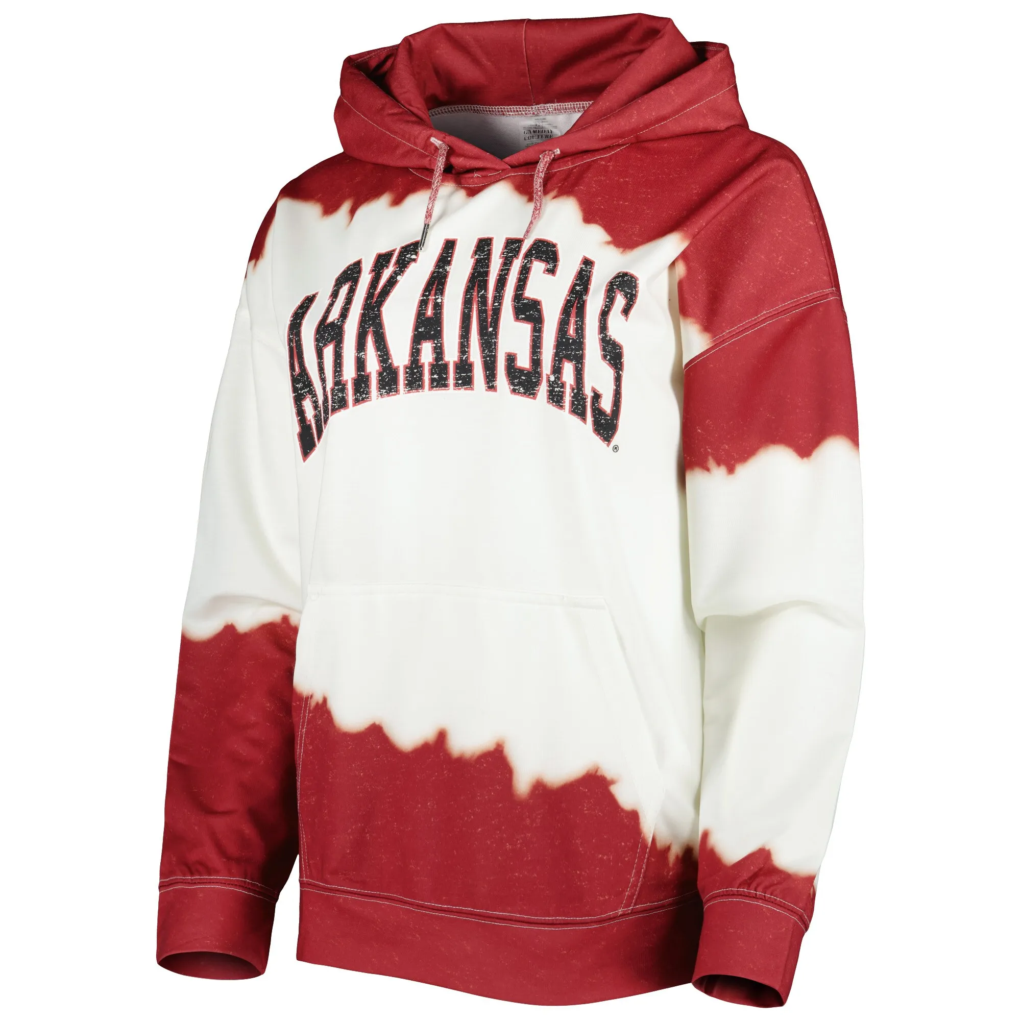 Women's Gameday Couture White/Cardinal Arkansas Razorbacks For the Fun Double Dip-Dyed Pullover Hoodie