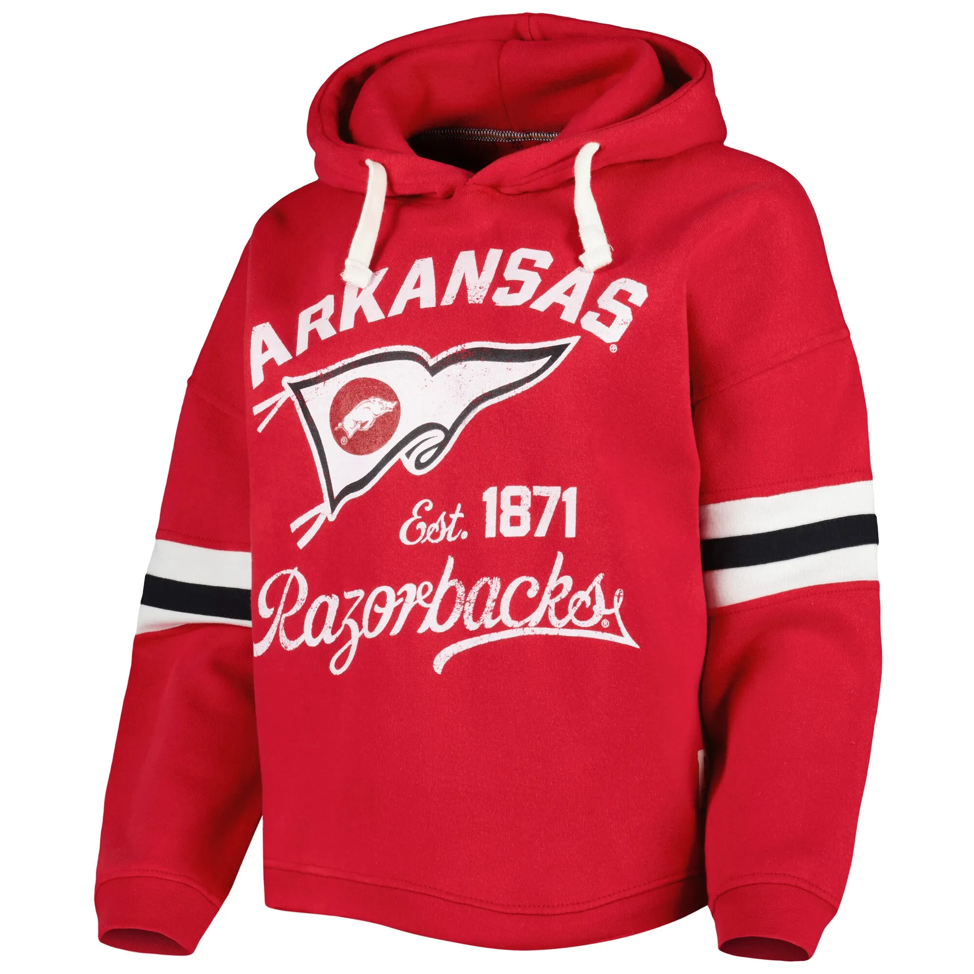 Women's Pressbox Cardinal Arkansas Razorbacks Super Pennant Pullover Hoodie