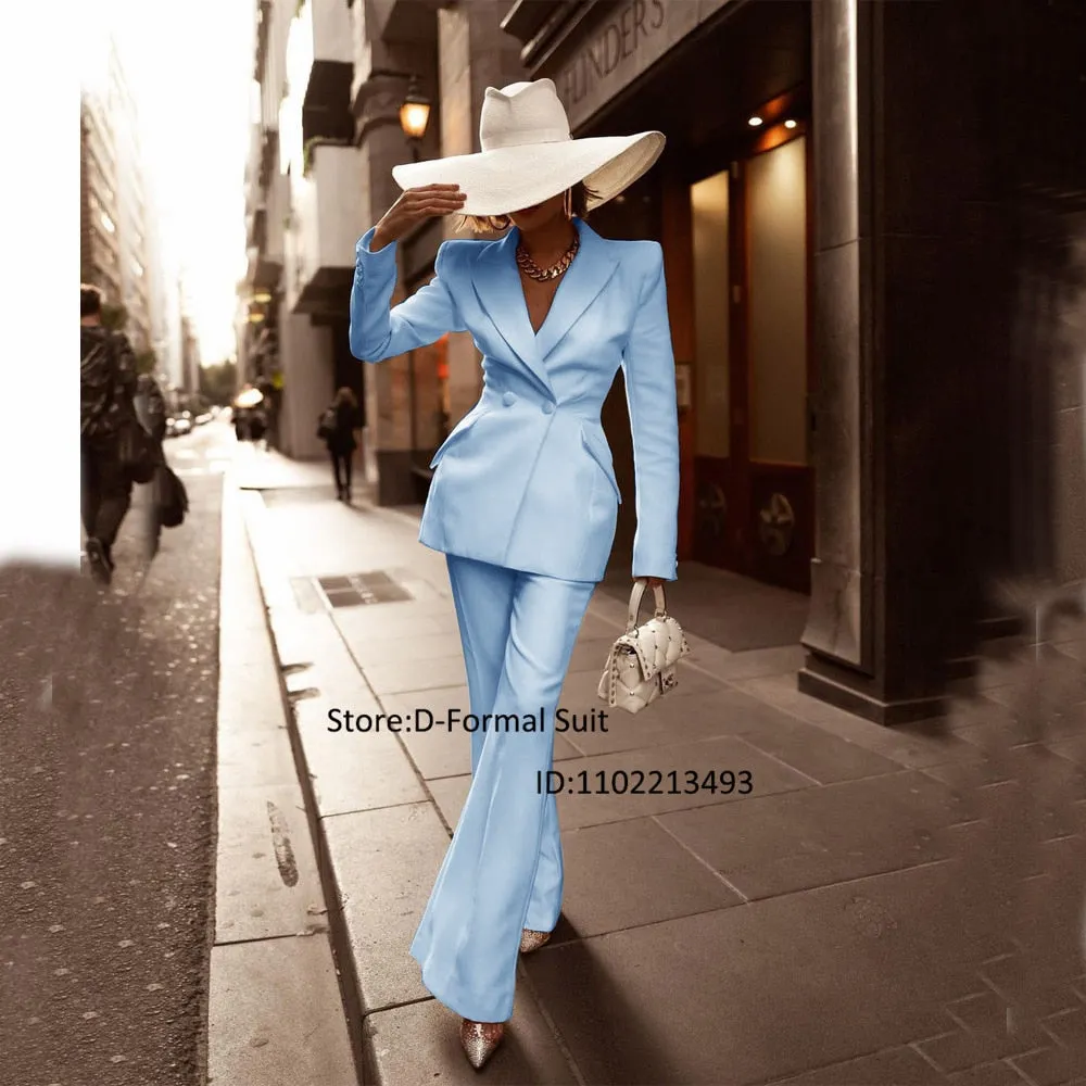 Women's Suit Two-piece Fashion High Street Dress Slim Double-breasted Custom Short Sets Chic and Elegant Woman Set Pant Pieces