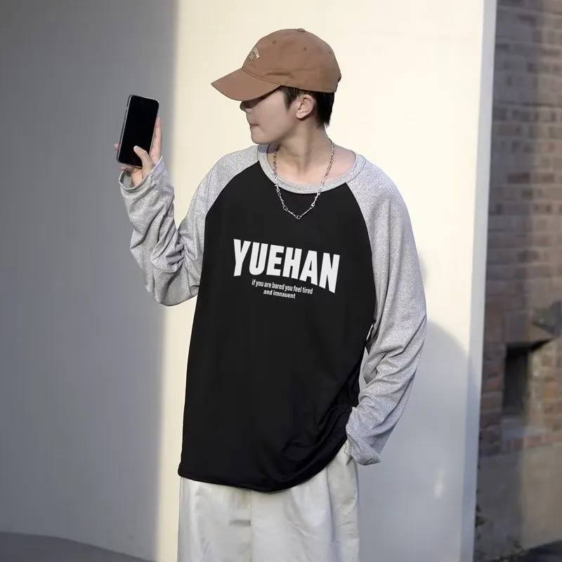 Xituodai American Long Sleeve T-Shirt Men's Fashion Brand Letter Printed O-neck Korean Loose Letter Student T-Shirt Spring Autum