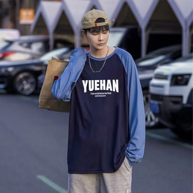 Xituodai American Long Sleeve T-Shirt Men's Fashion Brand Letter Printed O-neck Korean Loose Letter Student T-Shirt Spring Autum