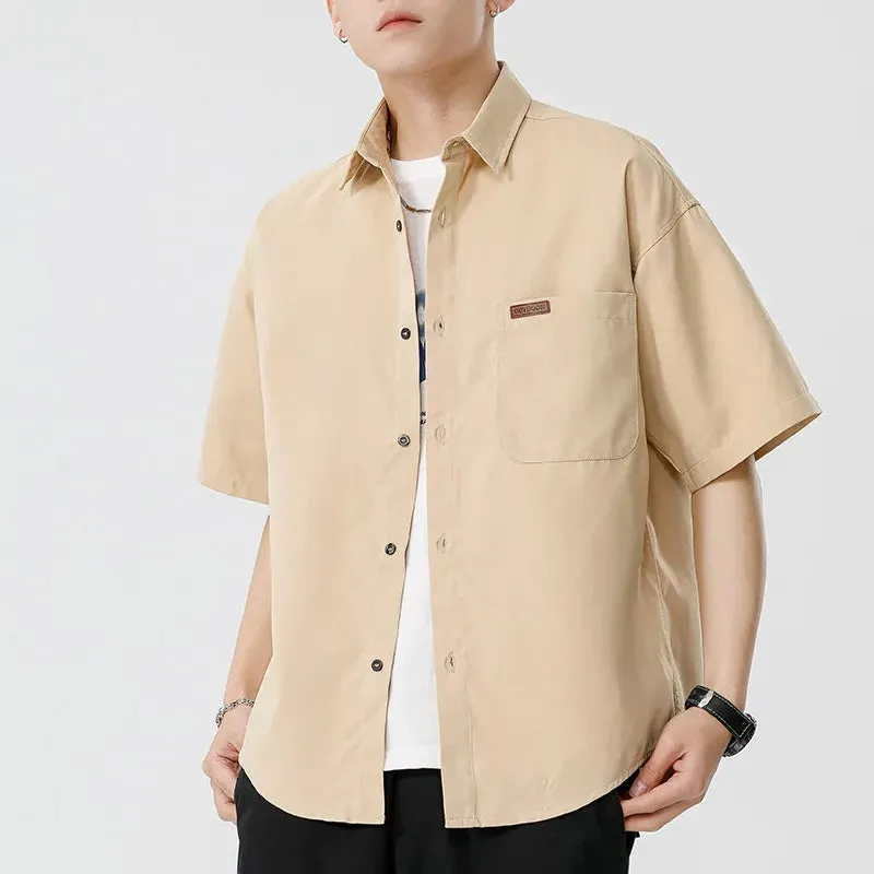 Xituodai Japanese Men's Short-sleeved Shirt Loose Safari Shirt Men's Casual