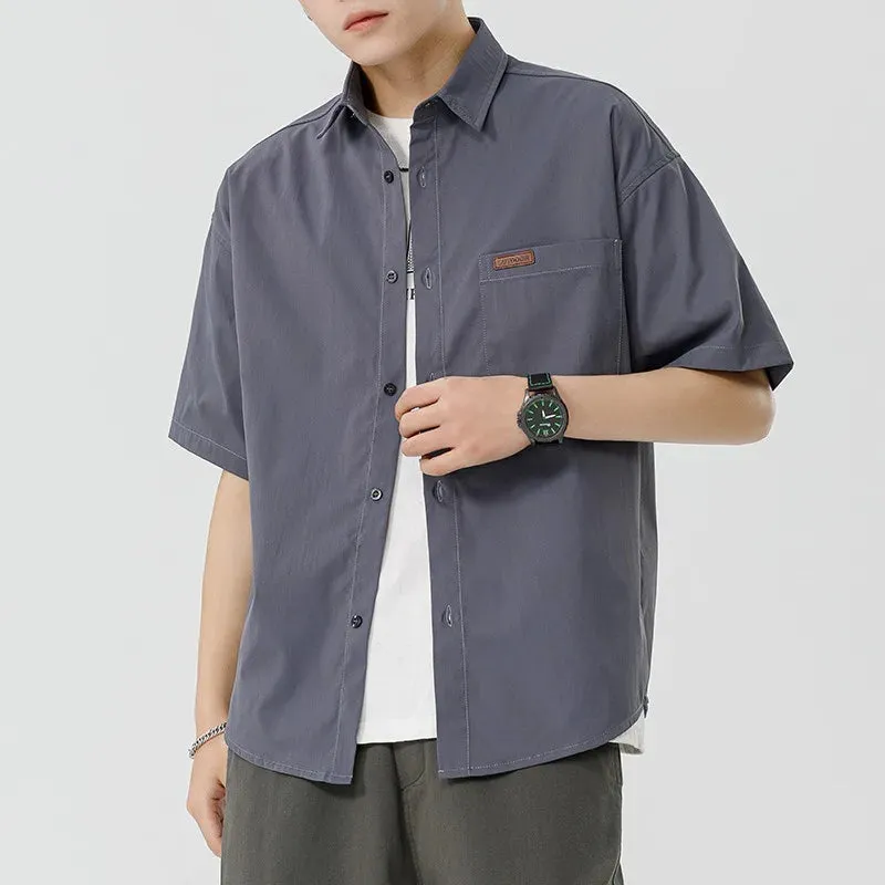 Xituodai Japanese Men's Short-sleeved Shirt Loose Safari Shirt Men's Casual