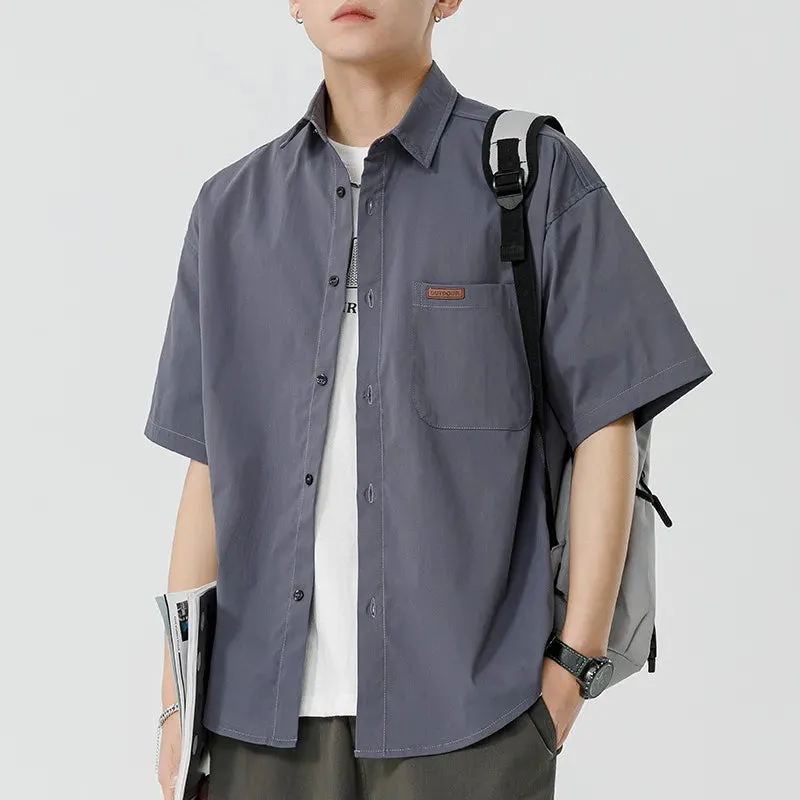 Xituodai Japanese Men's Short-sleeved Shirt Loose Safari Shirt Men's Casual