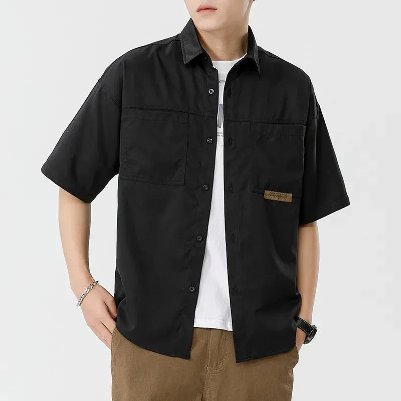 Xituodai Japanese Men's Short-sleeved Shirt Loose Safari Shirt Men's Casual