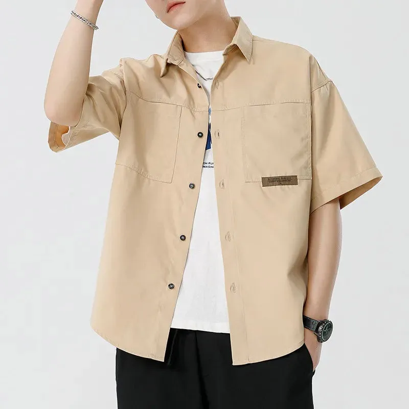 Xituodai Japanese Men's Short-sleeved Shirt Loose Safari Shirt Men's Casual