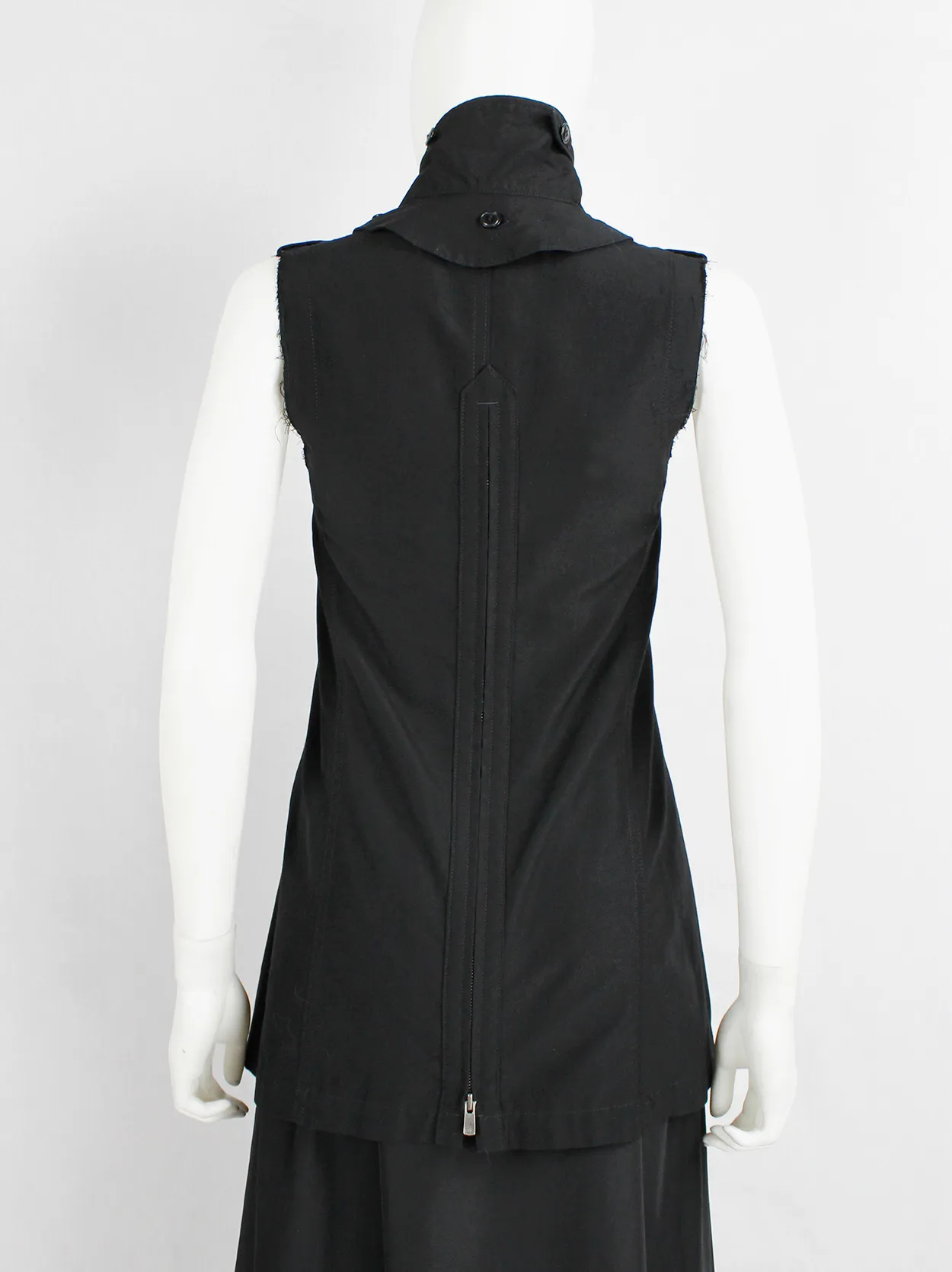 Y’s Yohji Yamamoto black double breasted vest with open back and removable collar