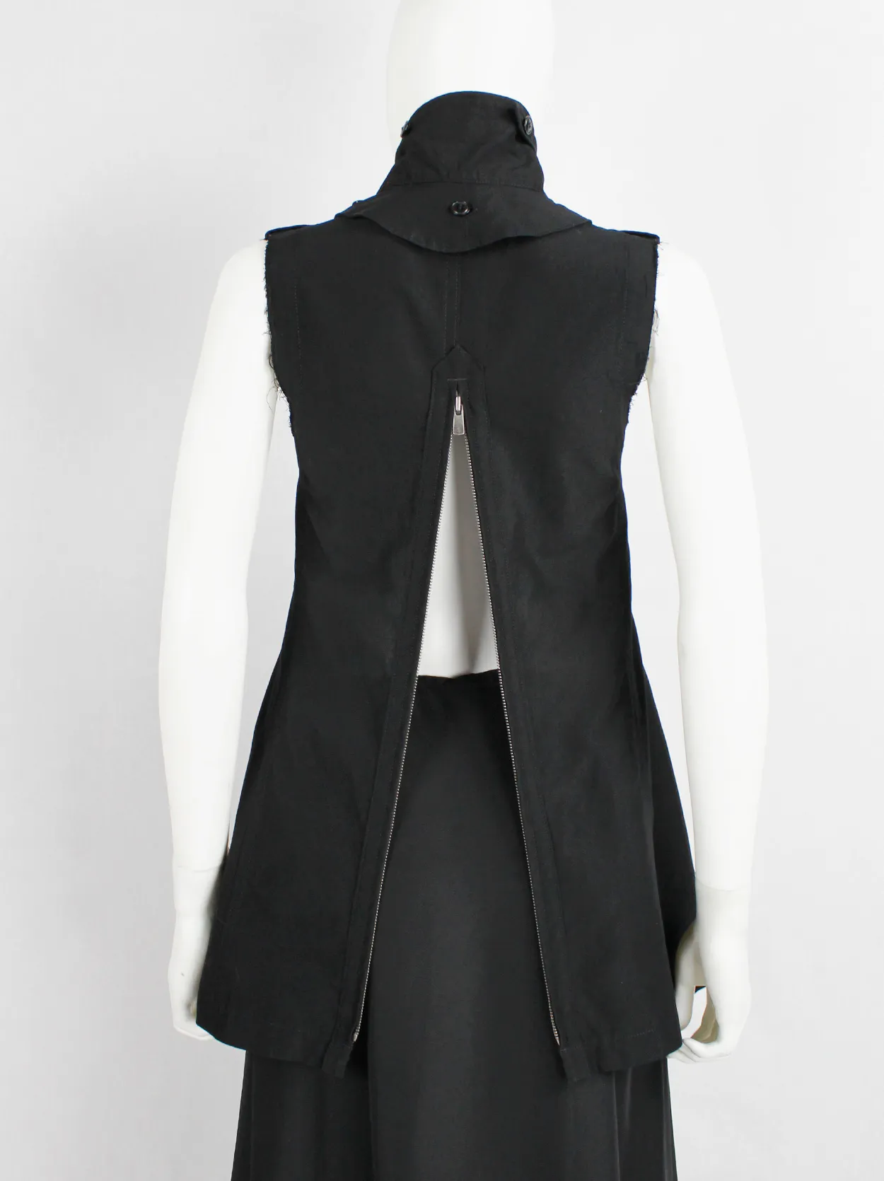 Y’s Yohji Yamamoto black double breasted vest with open back and removable collar