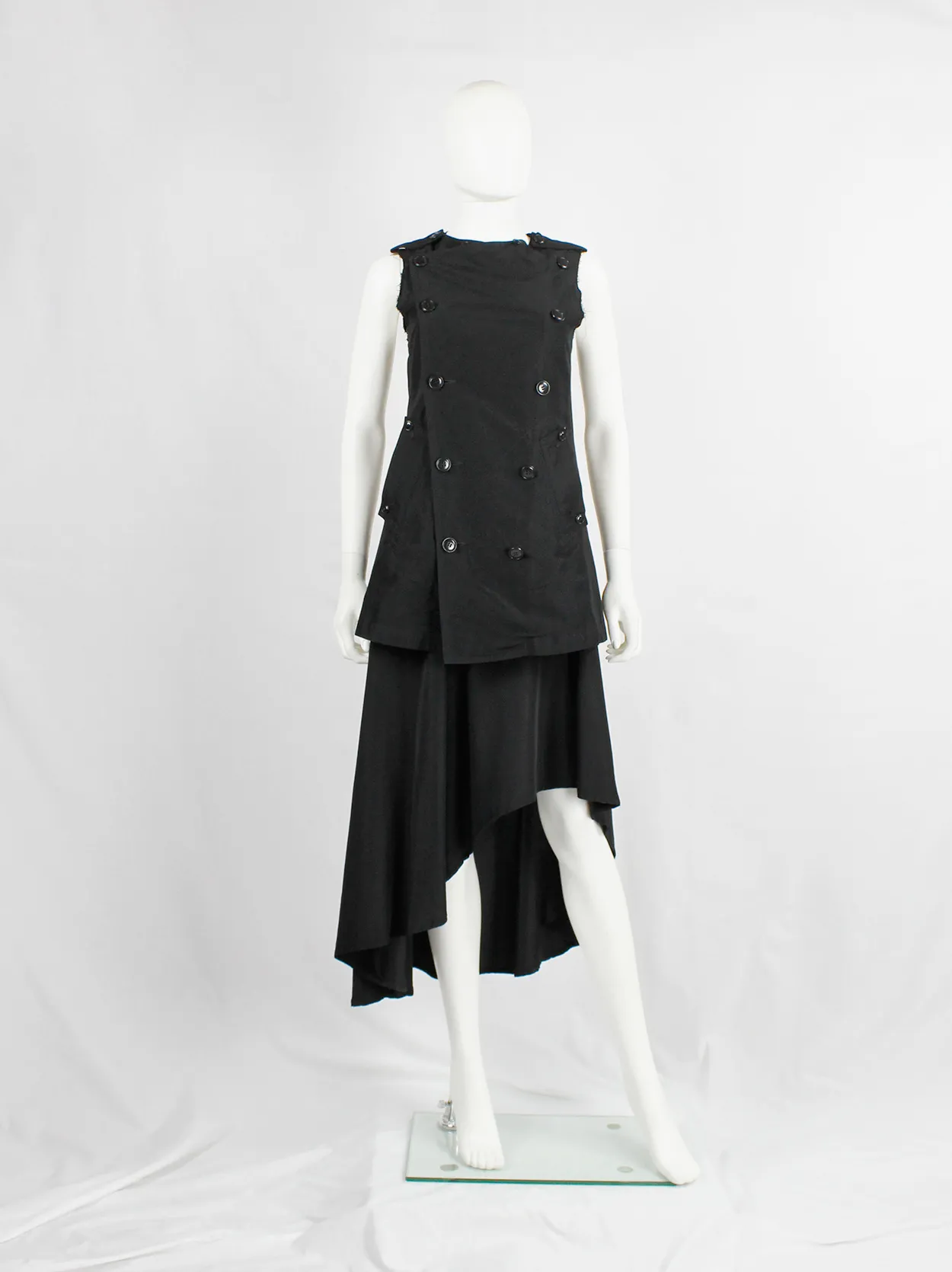 Y’s Yohji Yamamoto black double breasted vest with open back and removable collar