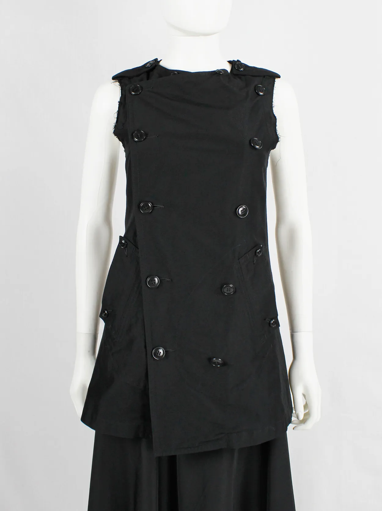 Y’s Yohji Yamamoto black double breasted vest with open back and removable collar