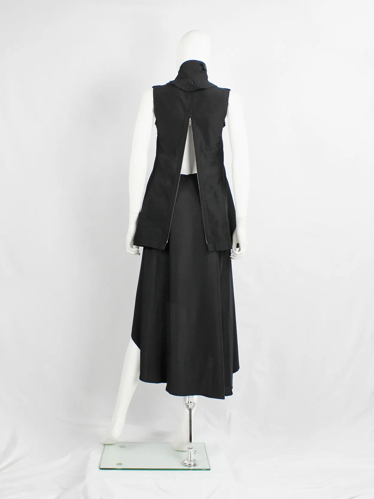 Y’s Yohji Yamamoto black double breasted vest with open back and removable collar