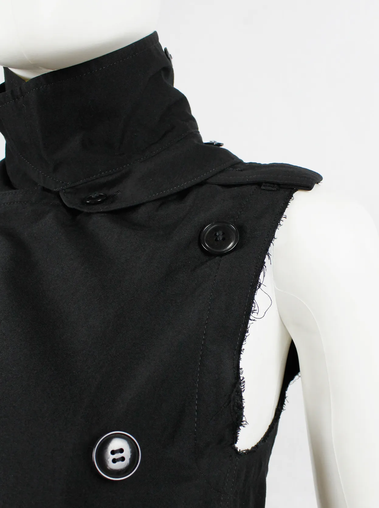 Y’s Yohji Yamamoto black double breasted vest with open back and removable collar