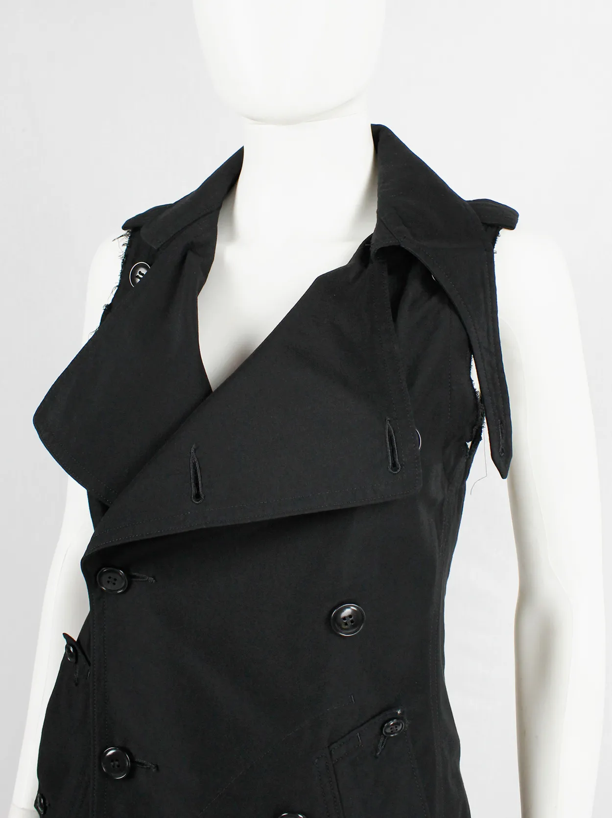 Y’s Yohji Yamamoto black double breasted vest with open back and removable collar