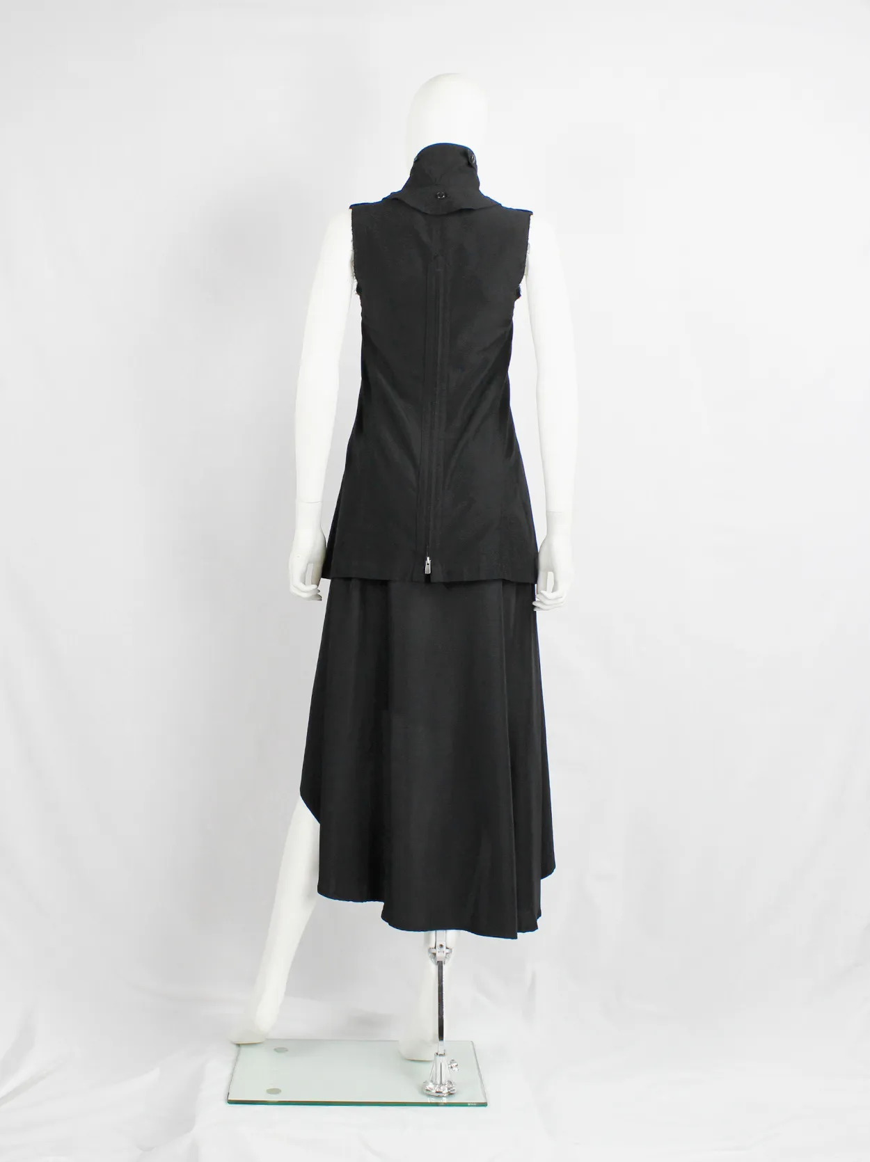 Y’s Yohji Yamamoto black double breasted vest with open back and removable collar