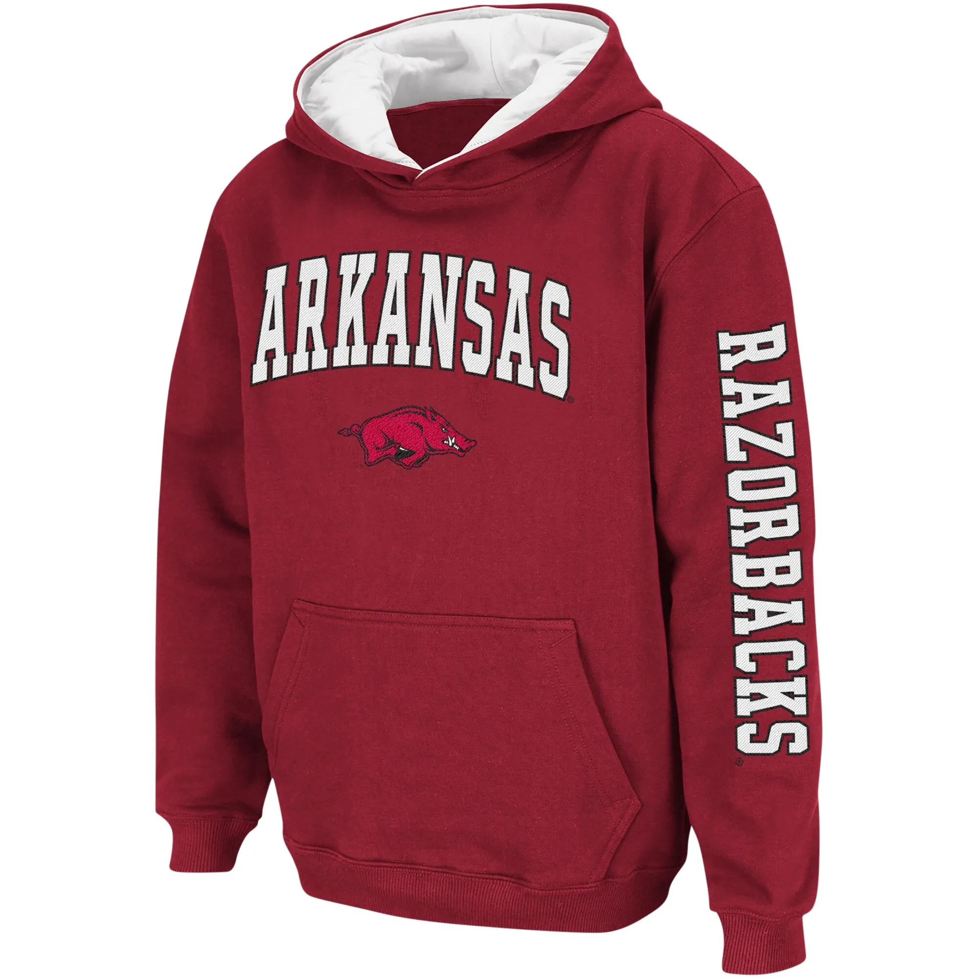 Youth Colosseum  Cardinal Arkansas Razorbacks 2-Hit Pullover Hoodie